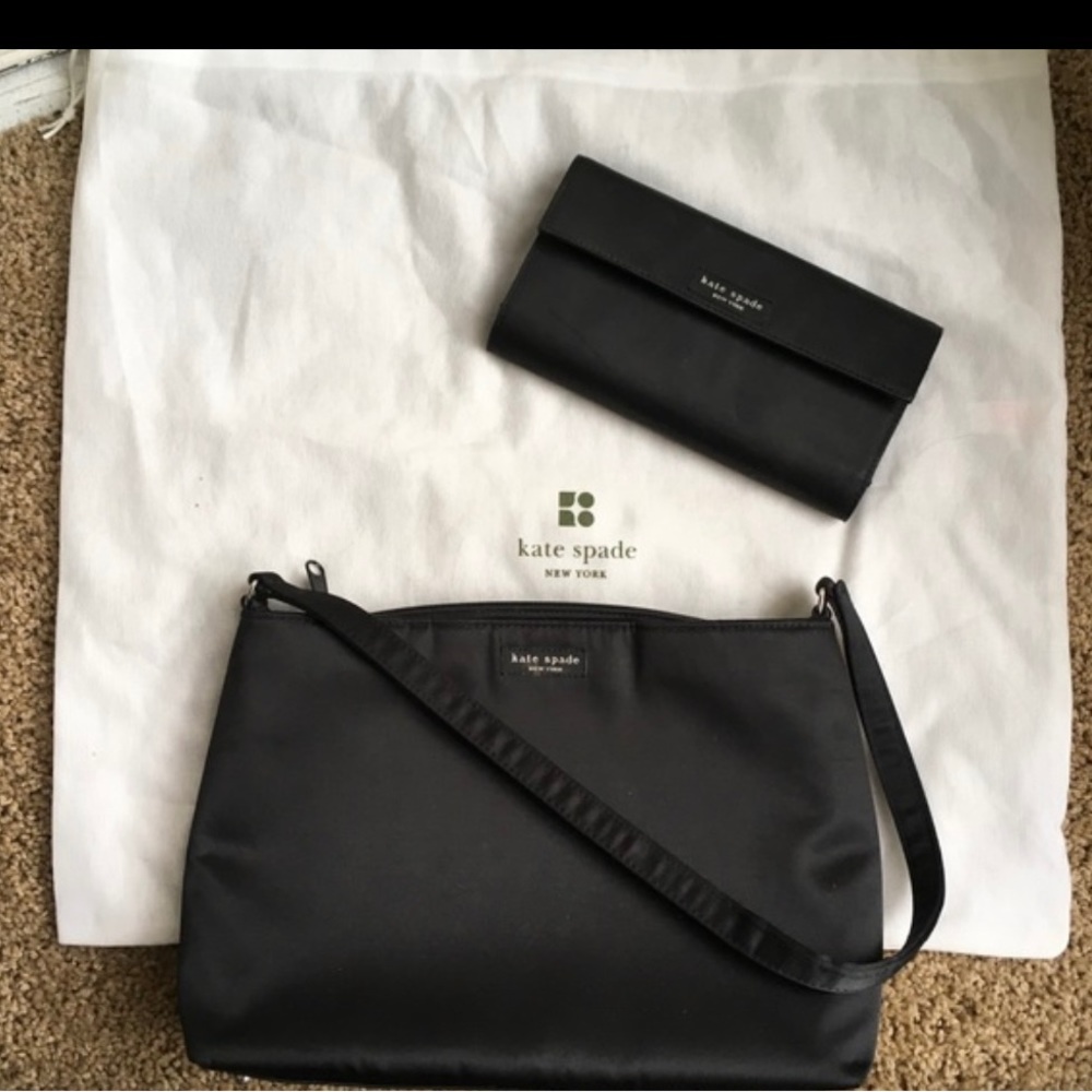 Kate Spade Black Satin Evening Bag and Wallet